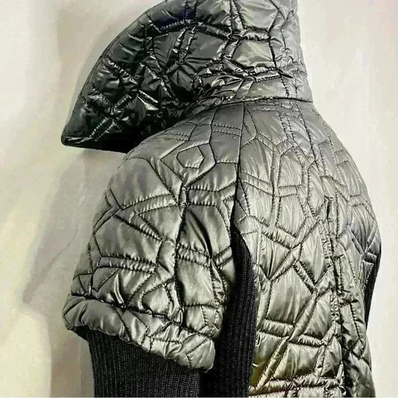 LAFLAMME FOURRURE GLOSSY QUILTED TRENCH GORGEOUS COAT SLEEVES SIZE M - Picture 11 of 16